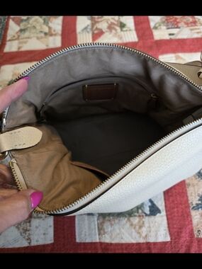 Coach Cream Pebble Leather Hobo Shoulder Bag